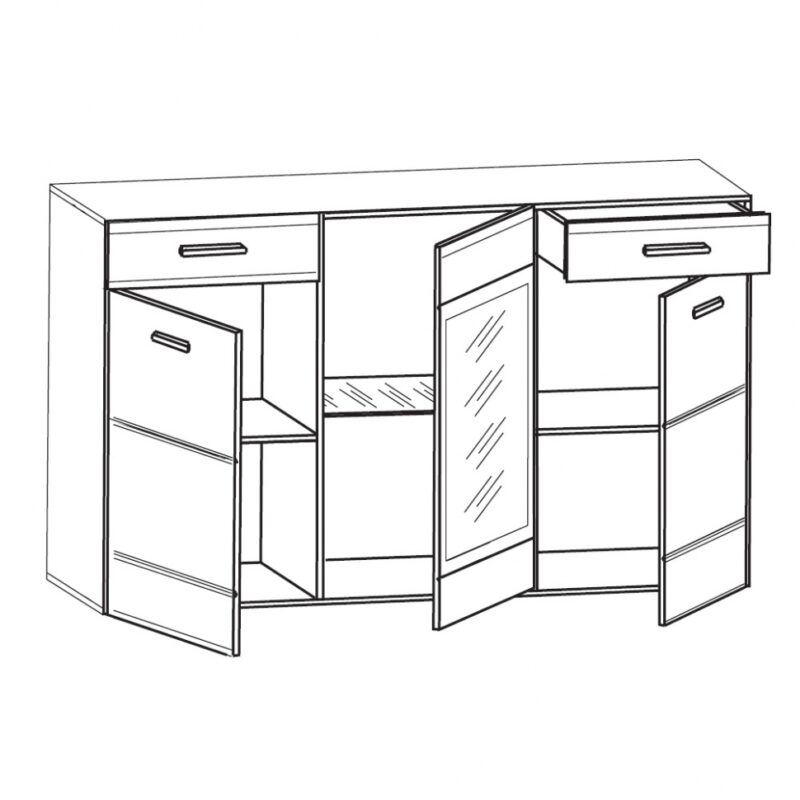 Vusher KOM1W2D2S vitrines komód (fehér)