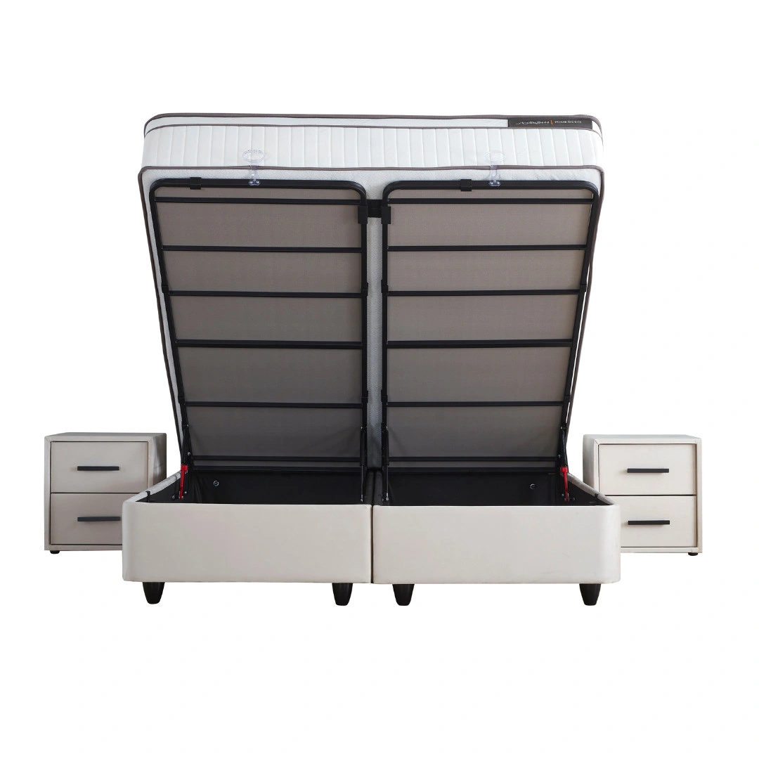 Mode boxspring ágy szett 160x200 cm bézs - Image 4