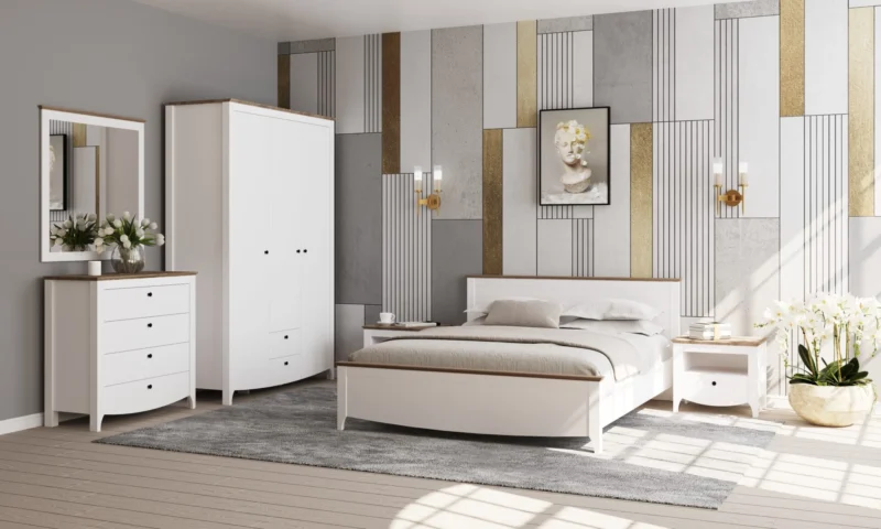 Karina bútorcsalád_fehér_sonoma trüffel_hálószoba
