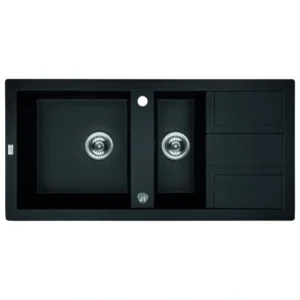 barbados matt fekete másfél medencés mosogatótálca