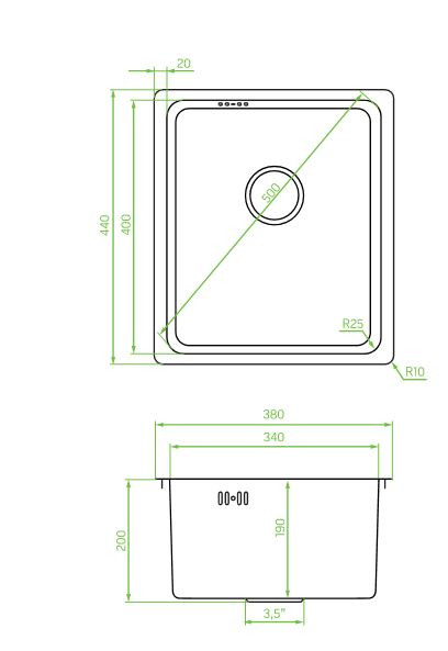 LAVEO ADEN egymedencés mosogató, szálcsiszolt inox - Image 2
