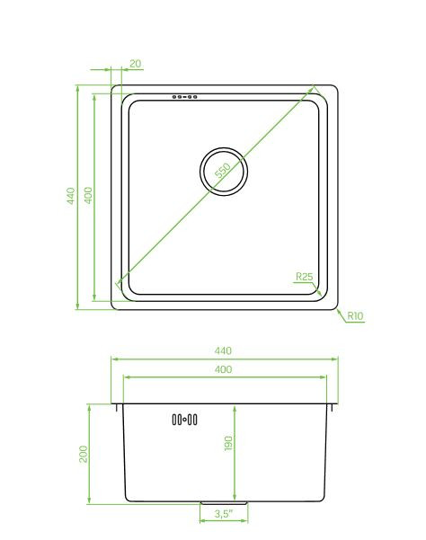 LAVEO ADEN egymedencés inox mosogató, grafit - Image 2