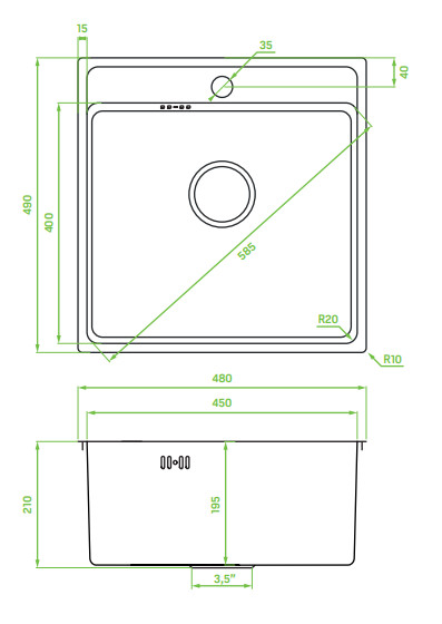 LAVEO BESOS egymedencés mosogató, szálcsiszolt inox - Image 2