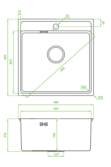 LAVEO BESOS egymedencés mosogató, natúr inox - Image 2