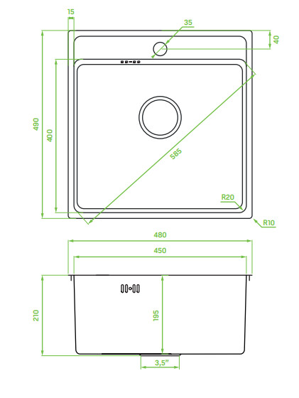 LAVEO BESOS egymedencés mosogató, Grafit - Image 2