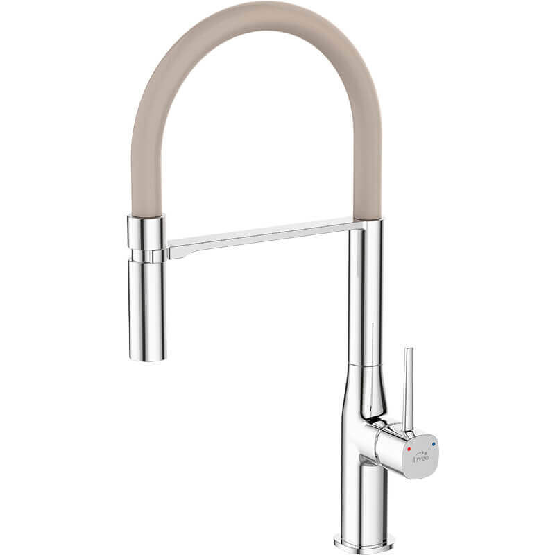 Laveo POLA álló csaptelep rugalmas kiömlővel, króm/bézs