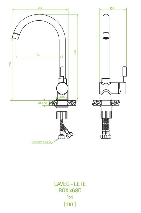 Laveo LETE álló csaptelep, szemcsés fekete - Image 2