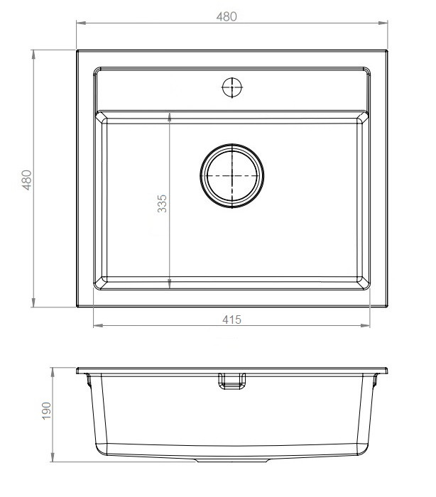 HANA gránit mosogató, matt fekete - Image 2
