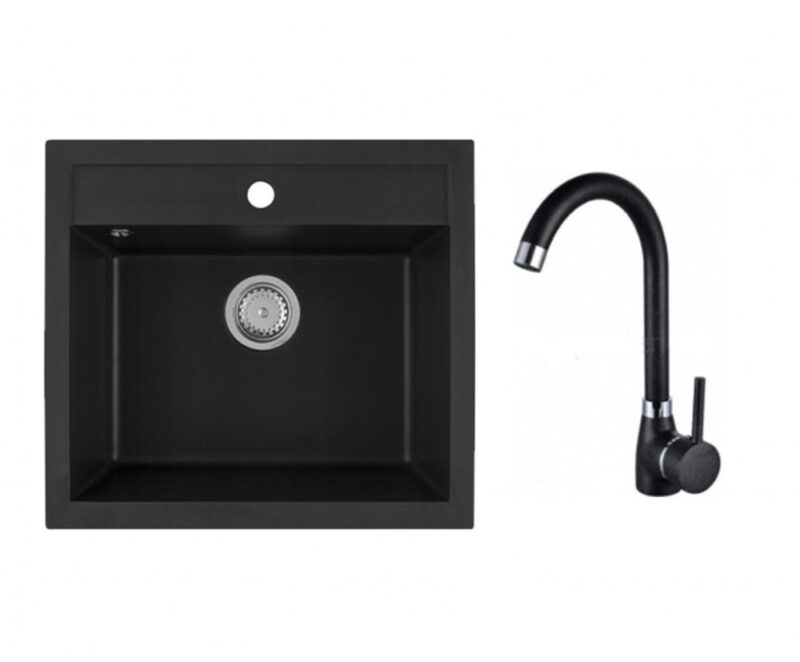 Malibu gránit mosogató szett, matt fekete