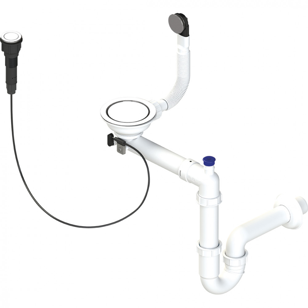 Laveo helytakarékos szifon pneunatikus vezérléssel, króm