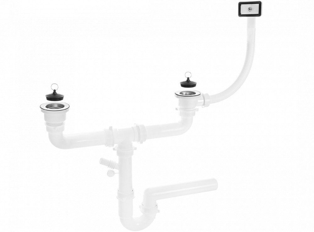 LAVEO Szifon, kétmedencés mosogatóhoz, 1,5"