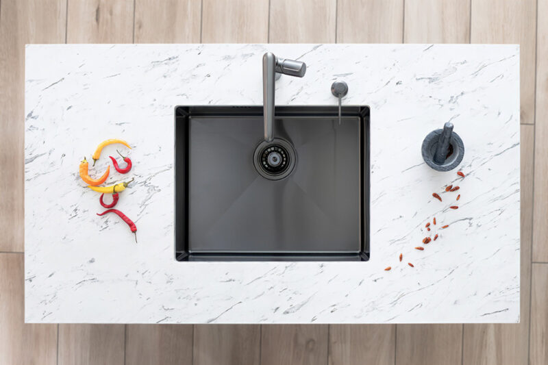 Laveo MARMARA inox szürke mosogató