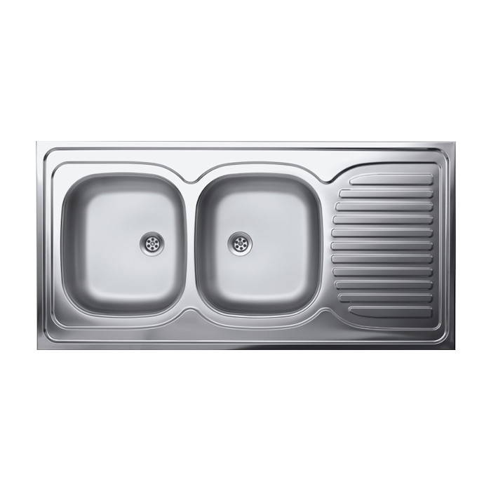 LAVEO LON 60 2CS kétmedence inox cseppt. teletetős mosogató szifonnal K. - Image 2