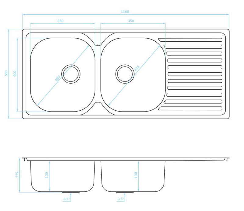 LAVEO ORION 2CS kétmedence csepptálcás inox mosogató szifonnal K.