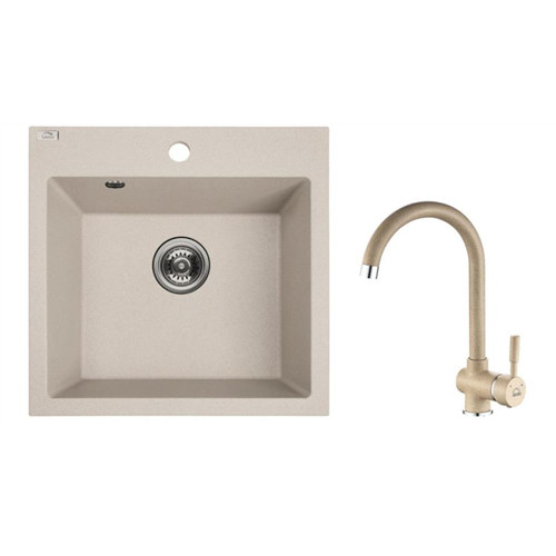 Laveo ALENA bézs szett álló csappal, helytakarékos szifonnal