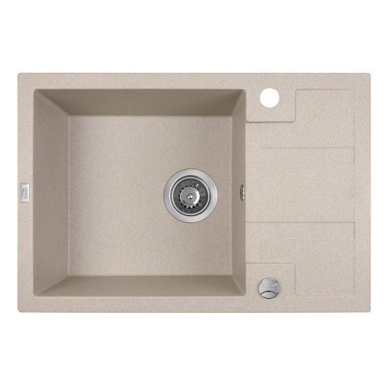 Laveo BARBADOS bézs minicsepptálcás mosogató dugókiemelős helytakarékos szifonnal