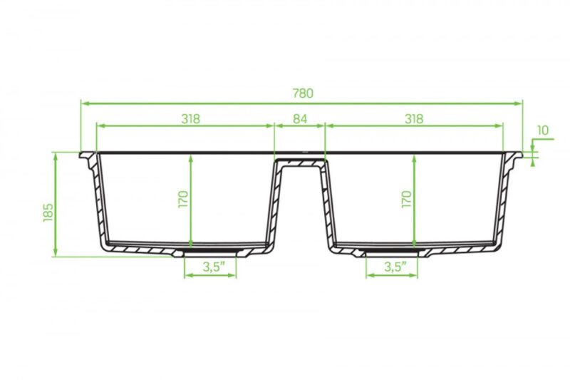 Laveo BARBADOS bézs kétmedencés mosogató dugókiemelős helytakarékos szifonnal