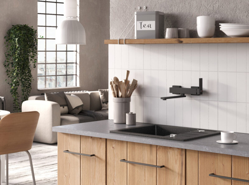 Laveo BARBADOS szürke mini csepptálcás mosogató dugókiemelős helytakarékos szifonnal