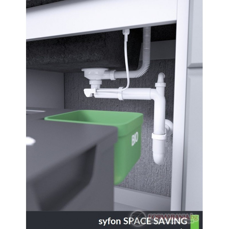 Laveo BARBADOS matt fekete csepptálcás mosogató dugókiemelős helytakarékos szifonnal - Image 2