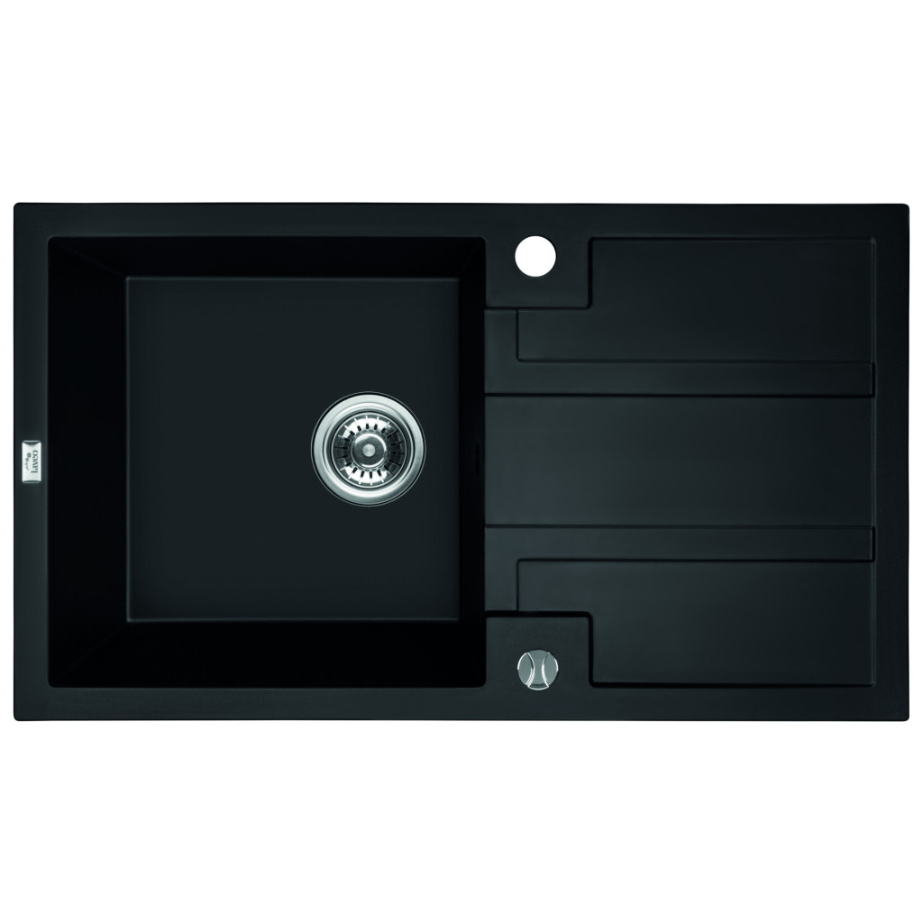 Laveo BARBADOS matt fekete 1,5 medencés mosogató álló csappal