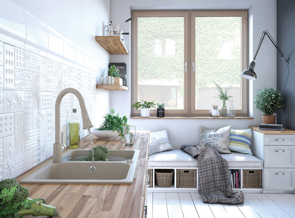 Laveo CELIA bézs kétmedencés mosogató dugókiemelős helytakarékos szifonnal - Image 3