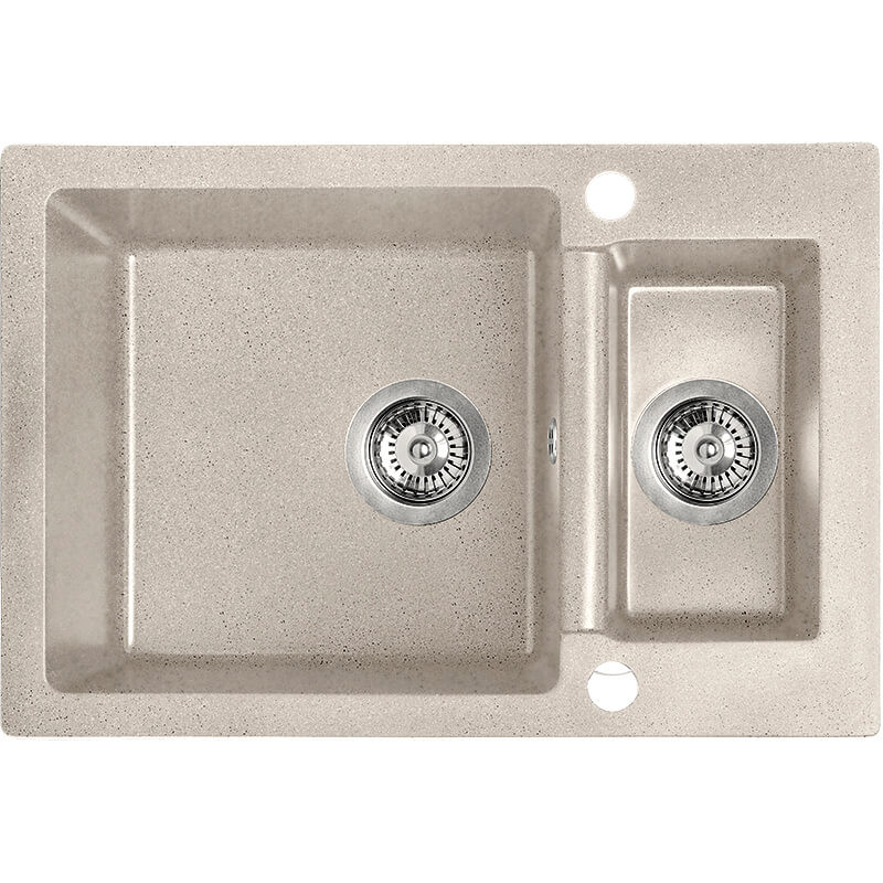 Laveo CELIA 1,5 medencés bézs mosogató dugókiemelős helytakarékos szifonnal