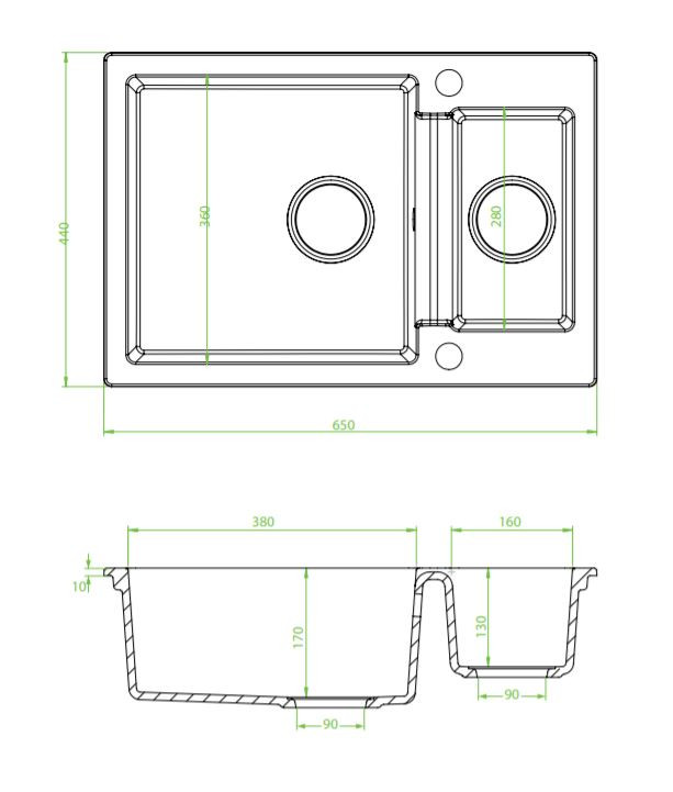 Laveo CELIA 1,5 medencés szürke mosogató (SBC_530T) - Image 2