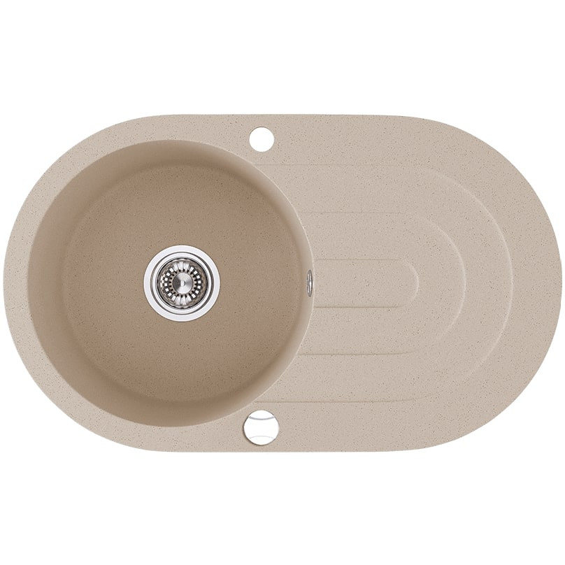 Laveo DAFNE egykör csepptálcás bézs mosogató dugókiemelős helytakarékos szifonnal