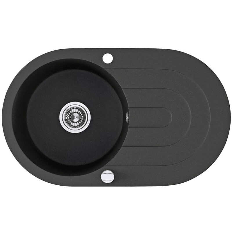 Laveo DAFNE egykör csepptálcás szemcsés fekete mosogató