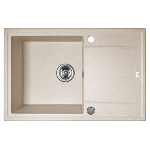 Laveo MEGALO csepptálcás bézs mosogató dugókiemelős helytakarékos szifonnal