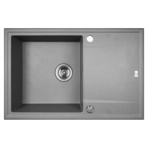 Laveo MEGALO csepptálcás szürke mosogató dugókiemelős helytakarékos szifonnal