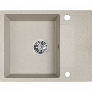 Laveo RAB MINI csepptálcás bézs mosogató helytakarékos szifonnal és csaplyuktakaró dugóval