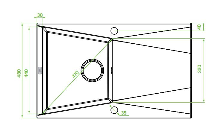 Laveo GRENADA csepptálcás fehér mosogató automata dugókiemelős, helytakarékos szifonnal - Image 2