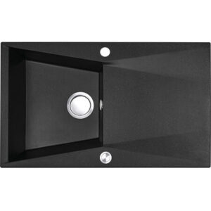 Laveo GRENADA csepptálcás szemcsés fekete mosogató automata dugókiemelős, helytakarékos szifonnal