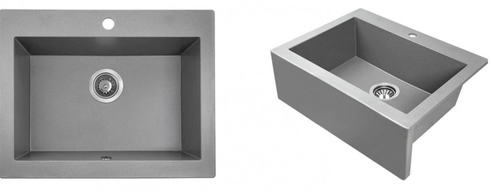 Laveo KOMODO szürke mosogató helytakarékos szifonnal