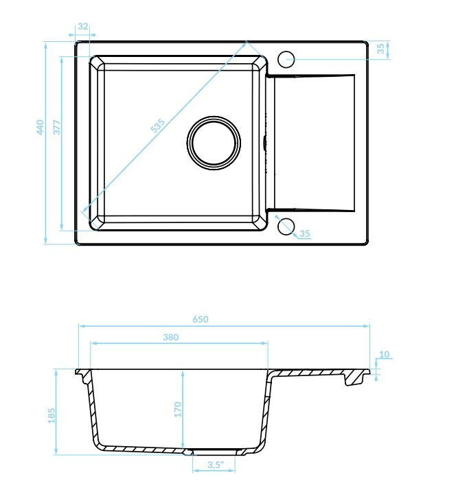 Laveo CELEBES csepptálcás mosogató, bézs (SBL_413T) - Image 3