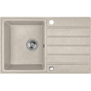 Laveo MARGARITA csepptálcás bézs mosogató, automata dugókiemelős, helytakarékos szifonnal