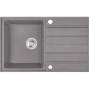 Laveo MARGARITA csepptálcás szürke mosogató automata dugókiemelős, helytakarékos szifonnal