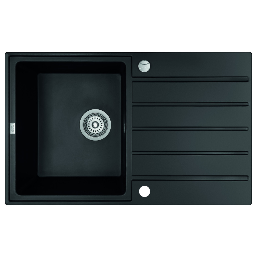 Laveo MARGARITA csepptálcás matt fekete mosogató automata dugókiemelős, helytakarékos szifonnal