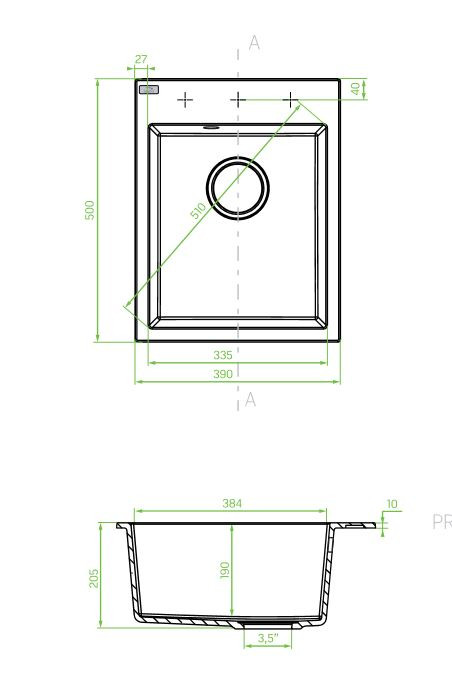 Laveo PICO egymedencés bézs mosogató helytakarékos szifonnal - Image 2