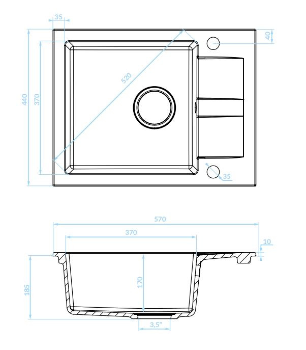 Laveo SHIRE MINI csepptálcás szürke mosogató - Image 2