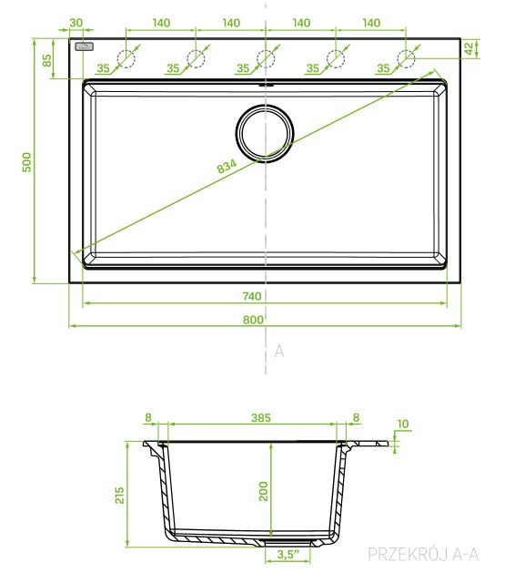 LAVEO TAU 8 nagymedencés mosogató, szürke - Image 2