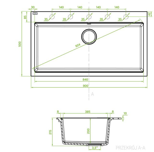 LAVEO TAU 9 nagymedencés mosogató, szemcsés fekete - Image 2
