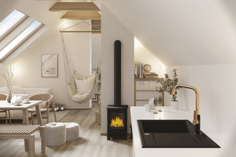 LAVEO HUNTER egymedence csepptálcás mosogató, szemcsés fekete K.